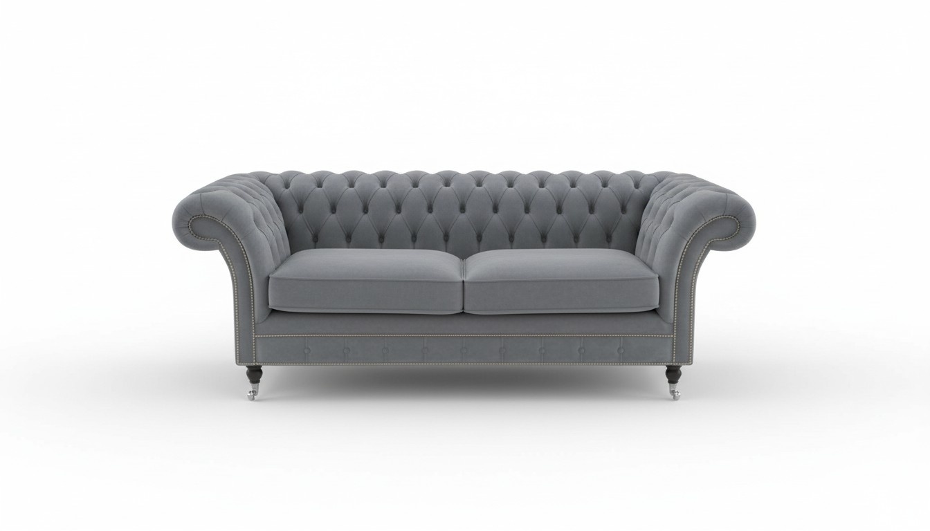 Chesterfield Couch Textil Stoff Designer Sofa Möbel Edles Design 3 Sitzer Samt