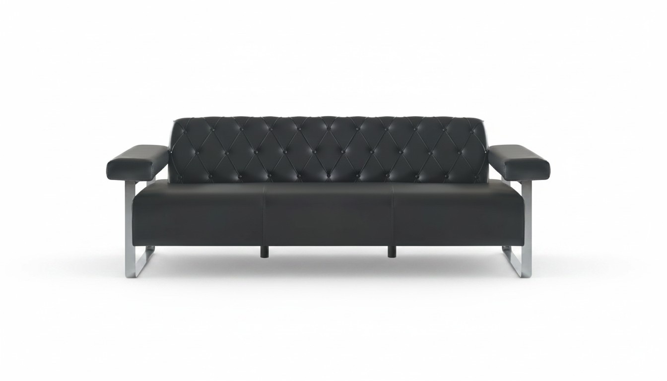 Chesterfield Design 3-Sitzer Sofa Schwarz Einfarbig Modern Design Stil