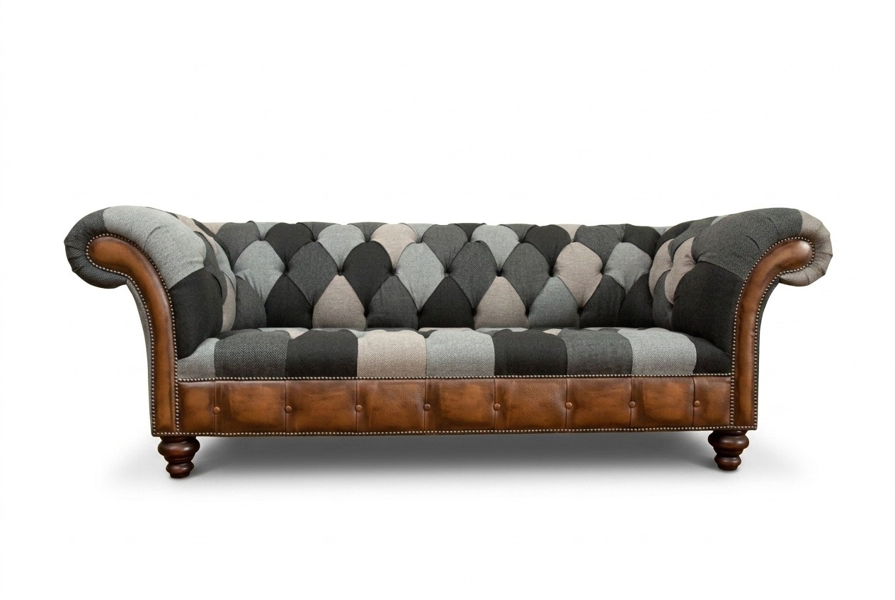 Chesterfield Design Couch 3er Deisitzer Couchen Stoff Sofa Sitz Polster Sofas