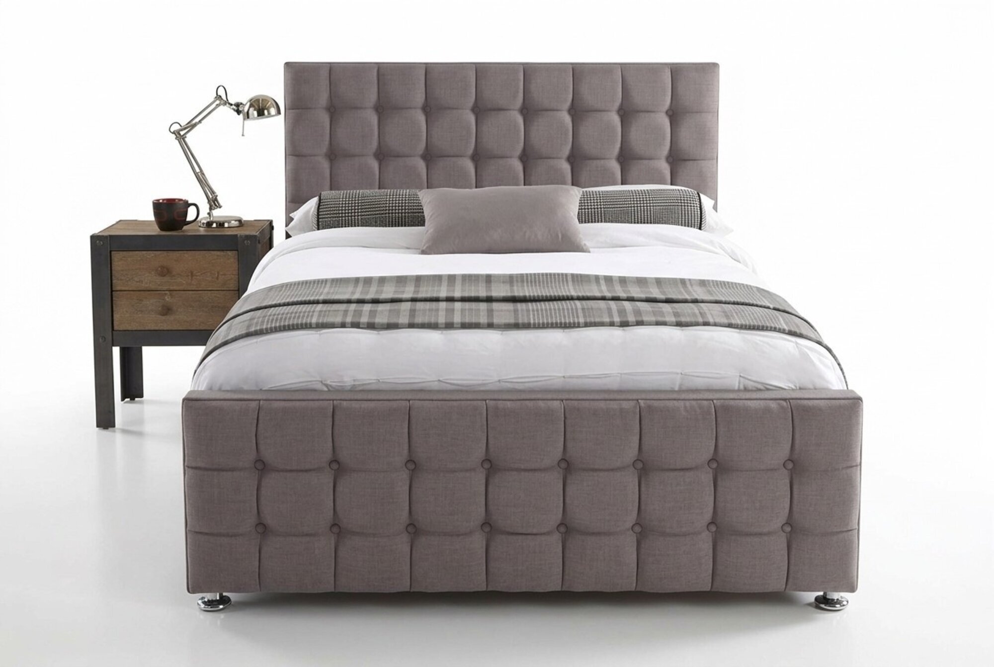 Chesterfield Design Englisches 140/160/180x200 Betten Doppelbett Grau