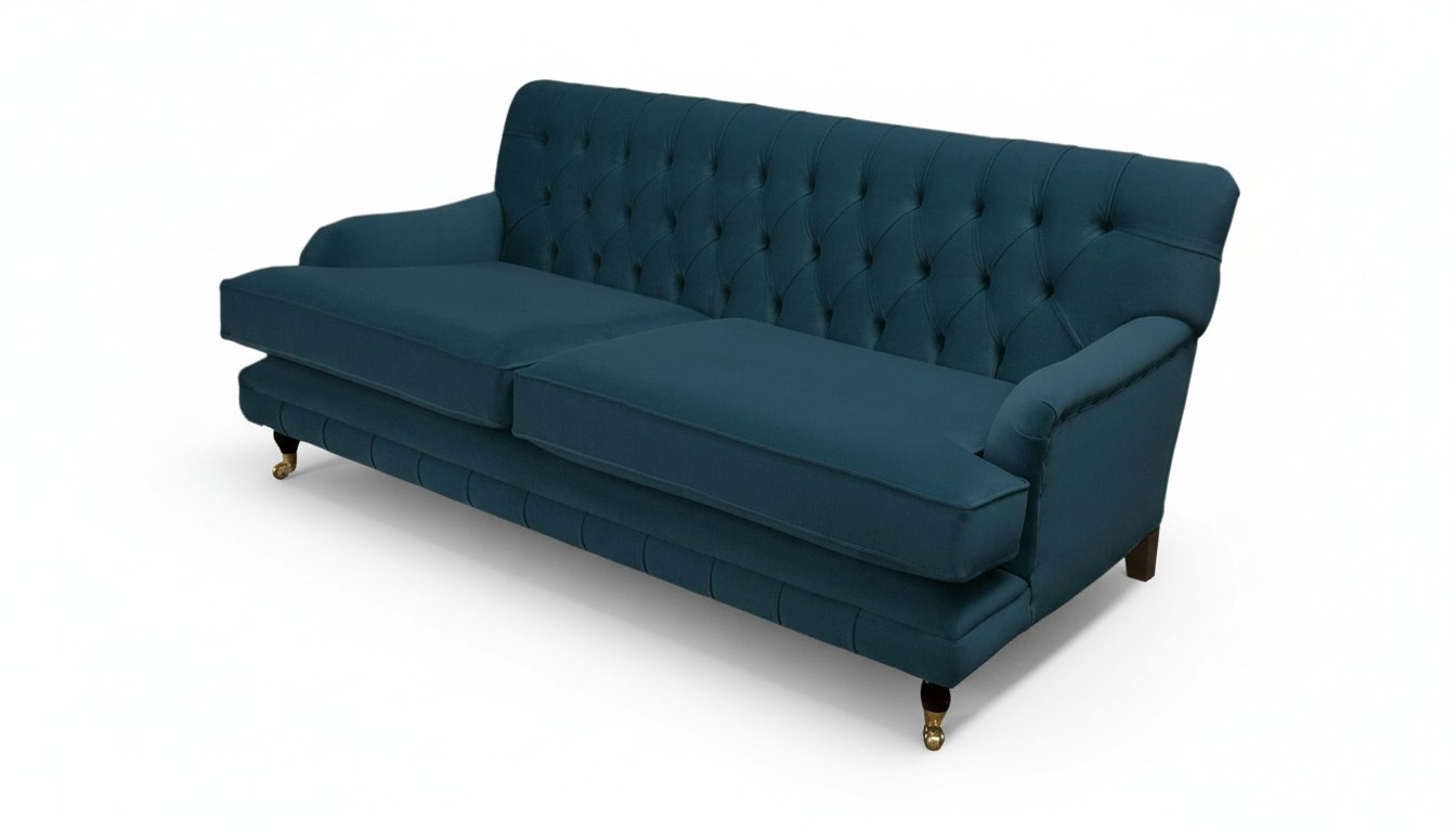 Chesterfield Design Luxus Polster Sofa 3 Sitzer Blau Couch Textil