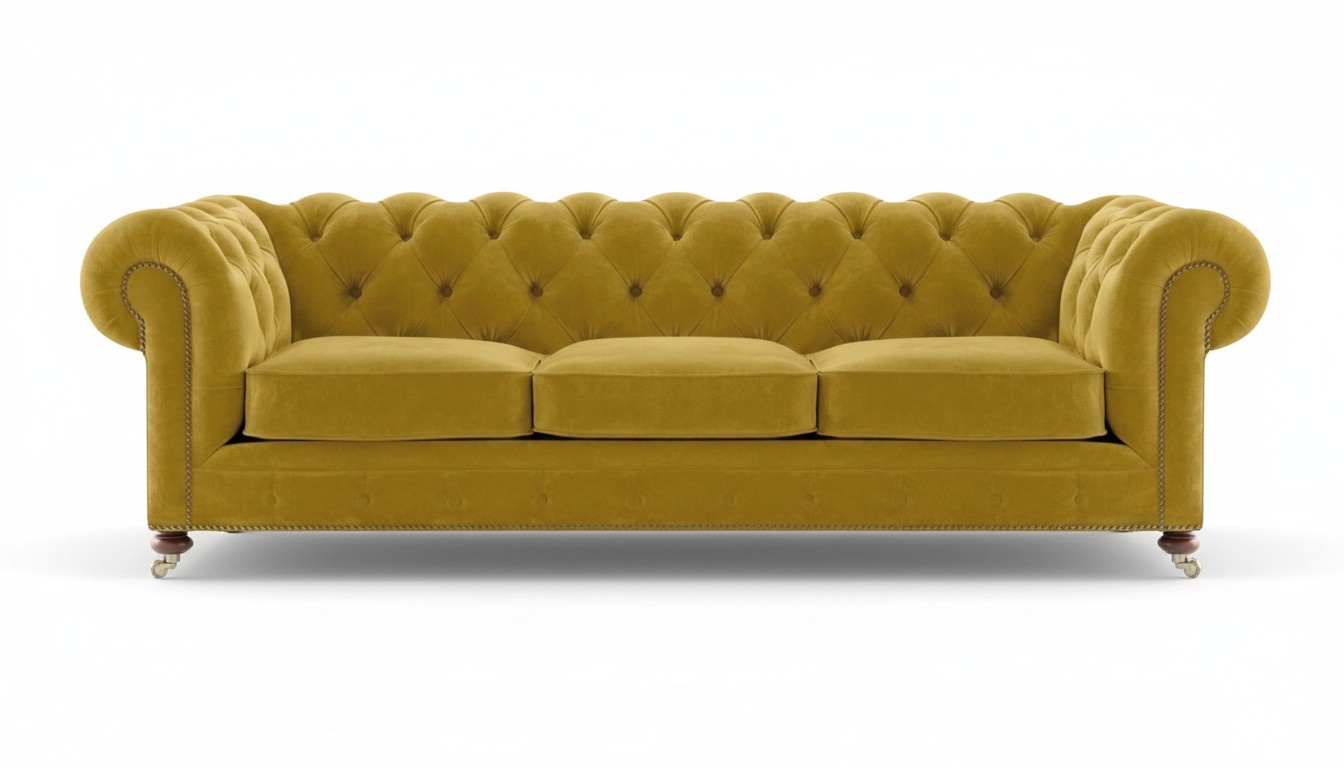 Chesterfield Design Luxus Polster Sofa Couch Sitz Dreisitze Textil Wohnzimmer