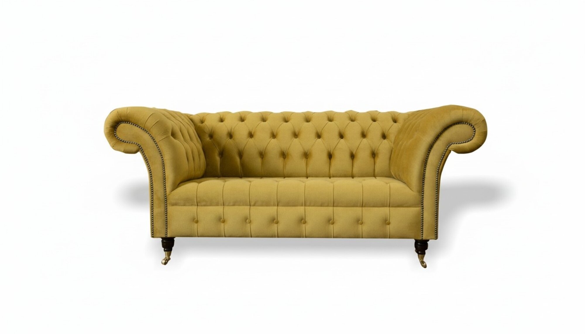 Chesterfield Design Luxus Polster Sofa Couch Sitz Garnitur Leder Textil Gelb Neu