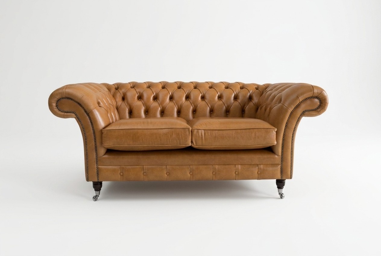 Chesterfield Design Luxus Polster Sofa Couch Sitz Garnitur Leder Textil Braun