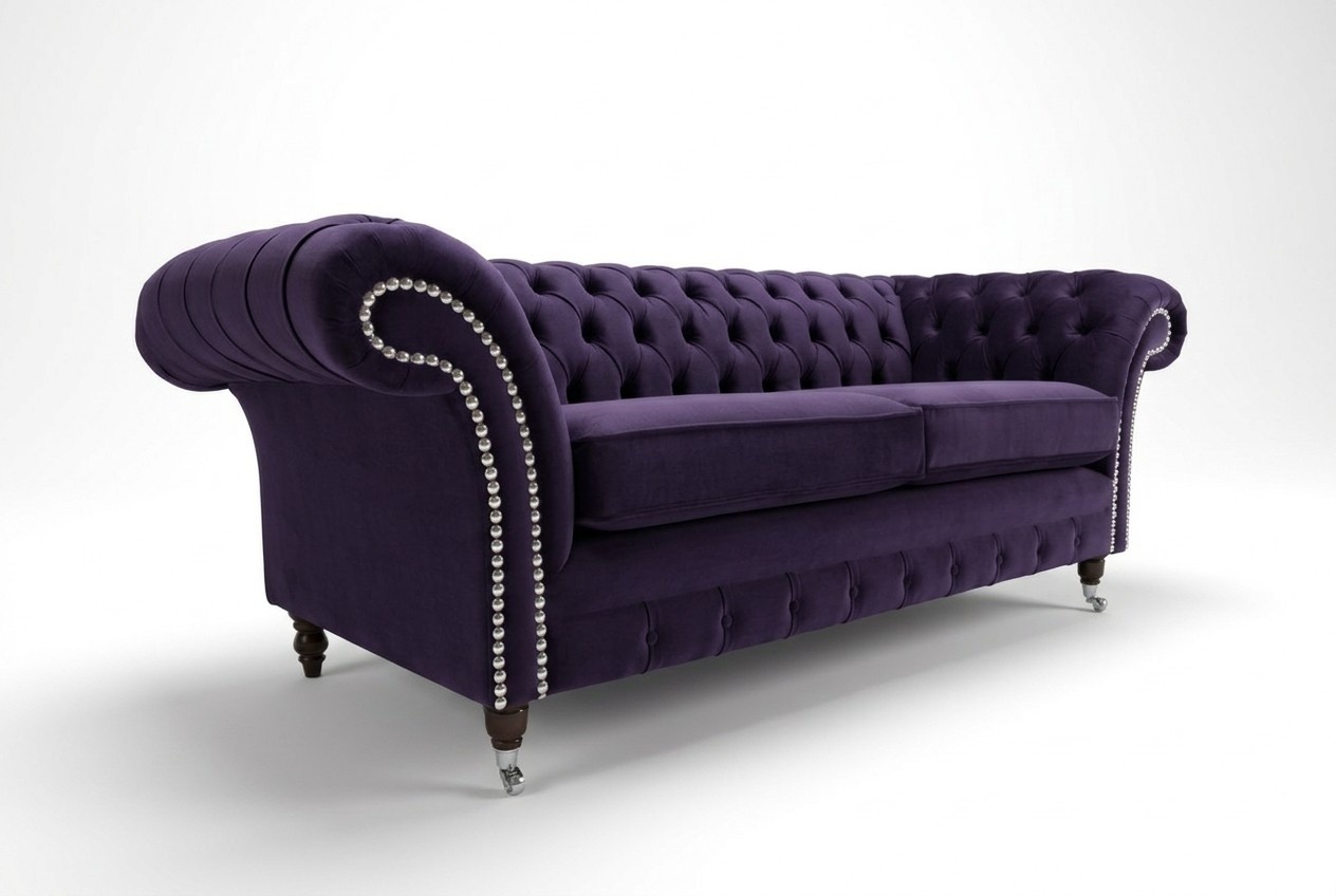 Chesterfield Design Sofa 3 Sitzer Couch Polster Luxus Klassische Textil Sofas