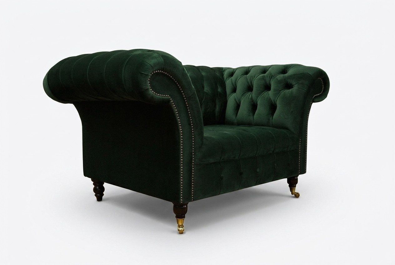 Chesterfield Stoff Design Sessel Couch 1.5 Sitzer Polster Sofas Lounge