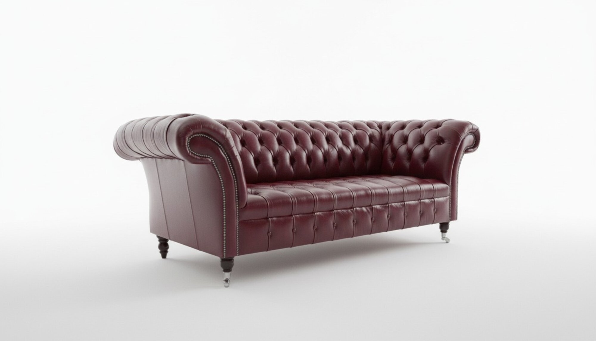 Chesterfield Designer Bordaux XXL Big 3-Sitzer Sofa Leder Luxus