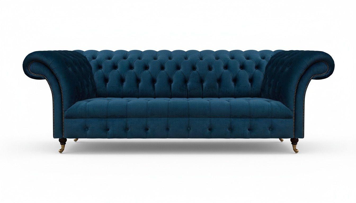 Chesterfield Designer Möbel Dunkelblaue Couch Designer Edle Textilsofas