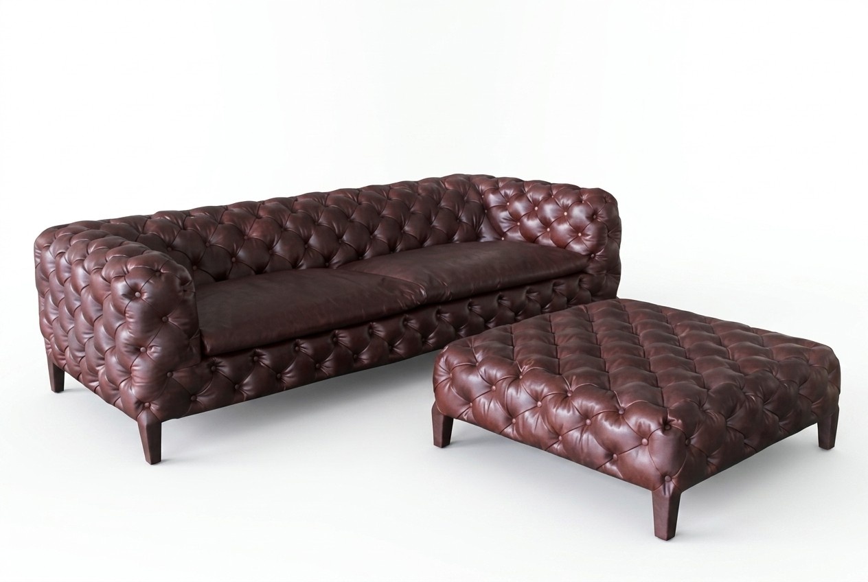 Chesterfield Designer Sofa Couch Polster 3Sitzer Leder Stil Luxus Garnitur Neu