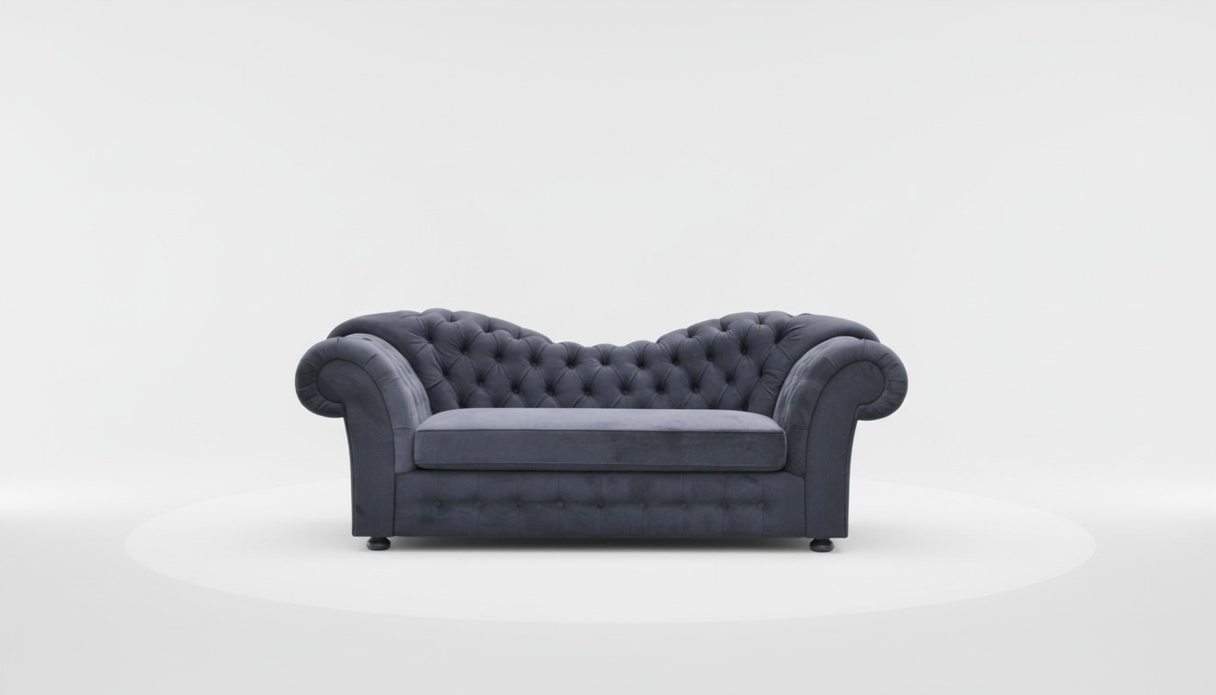Chesterfield Dreisitzer Couch Polster 3er Couchen Wohnzimmer Sofa Schwarz