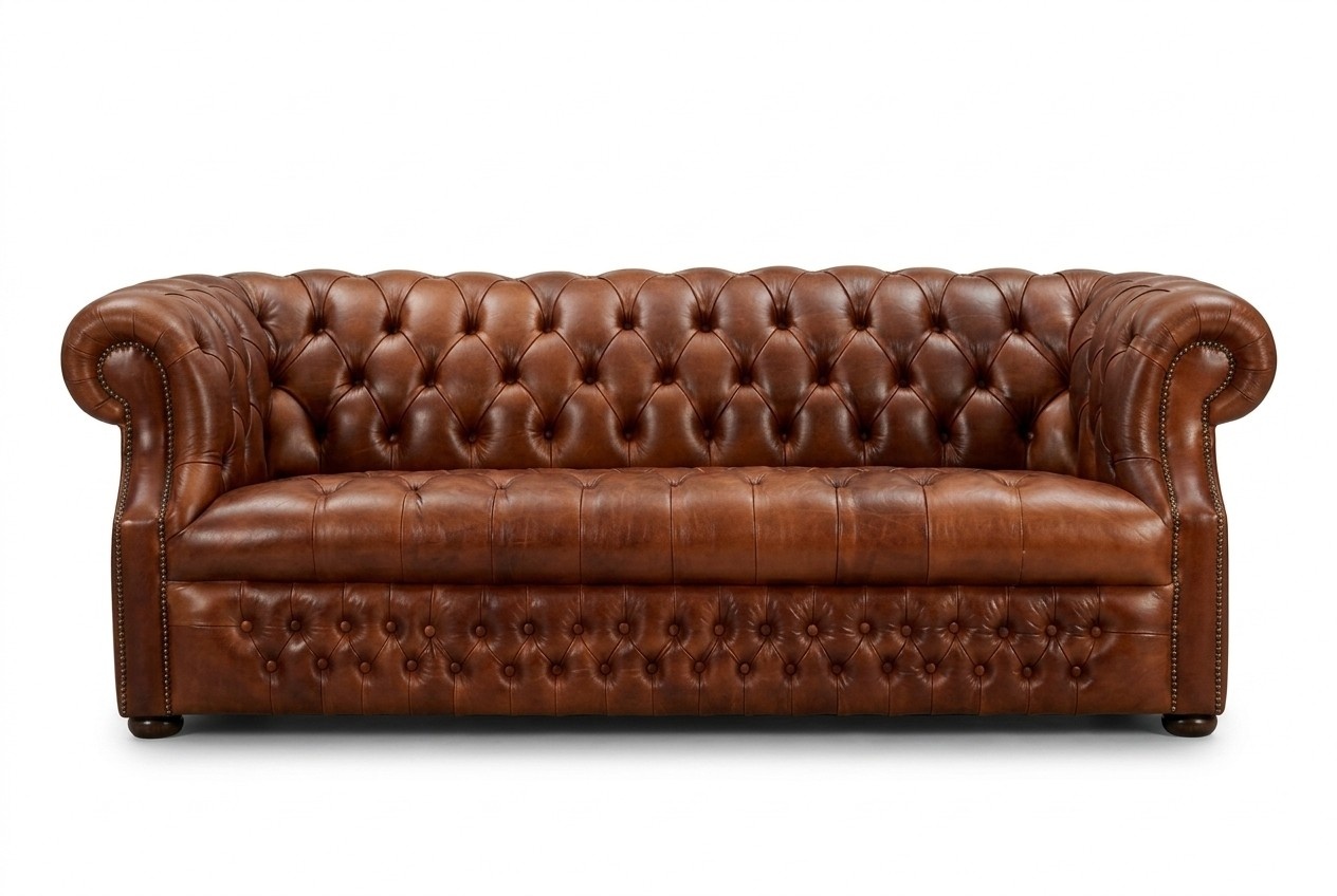Chesterfield Dreisitzer Sofa Couch Leder Polster Design Sitz Couchen
