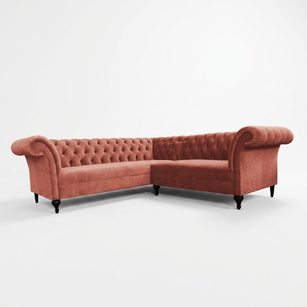 Chesterfield Ecksofa Eckcouch Designer Sofa Couch Samt Ledersofa SLIII Sofa №86