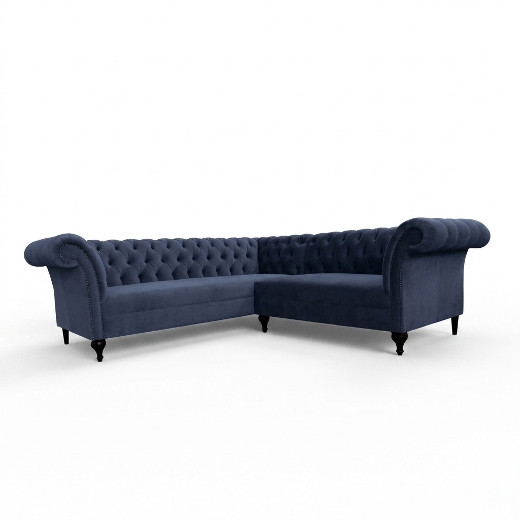 Chesterfield Ecksofa Eckcouch Designer Sofa Couch Samt Ledersofa SLIII Sofa №98
