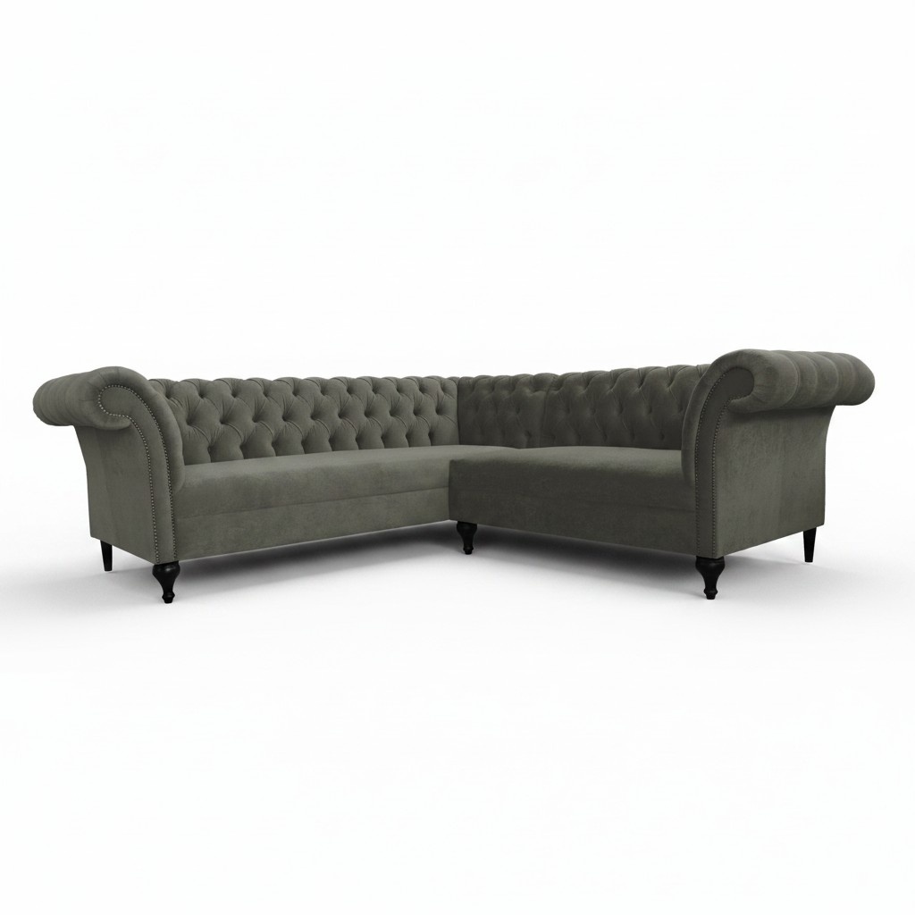 Chesterfield Ecksofa Eckcouch Designer Sofa Couch Samt Ledersofa SLIII Sofa №97