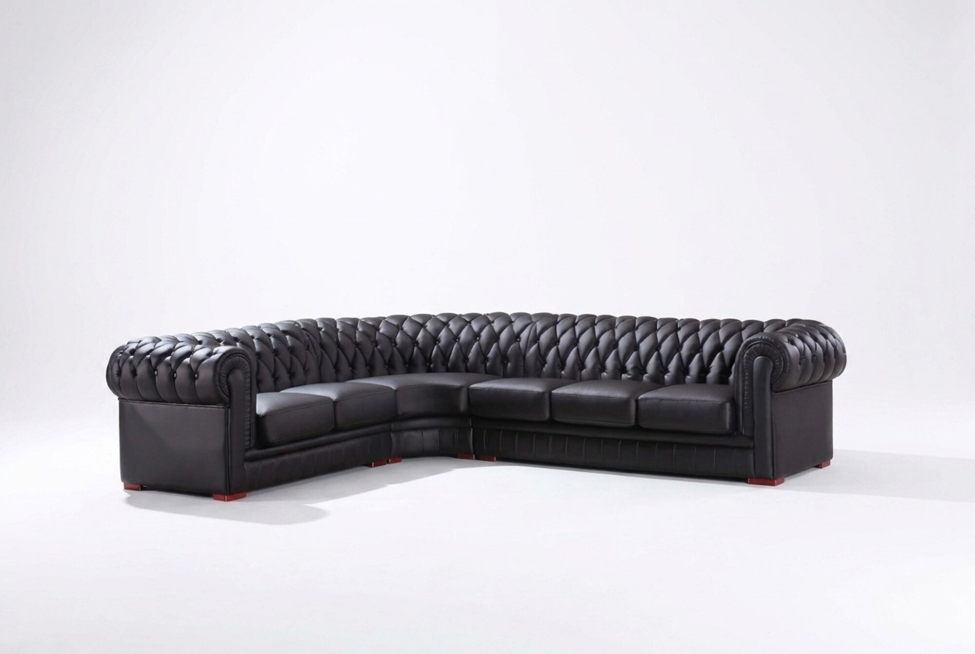 Chesterfield Ecksofa Eckcouch Designer Sofa Schwarz Couch 100% Leder Sofort