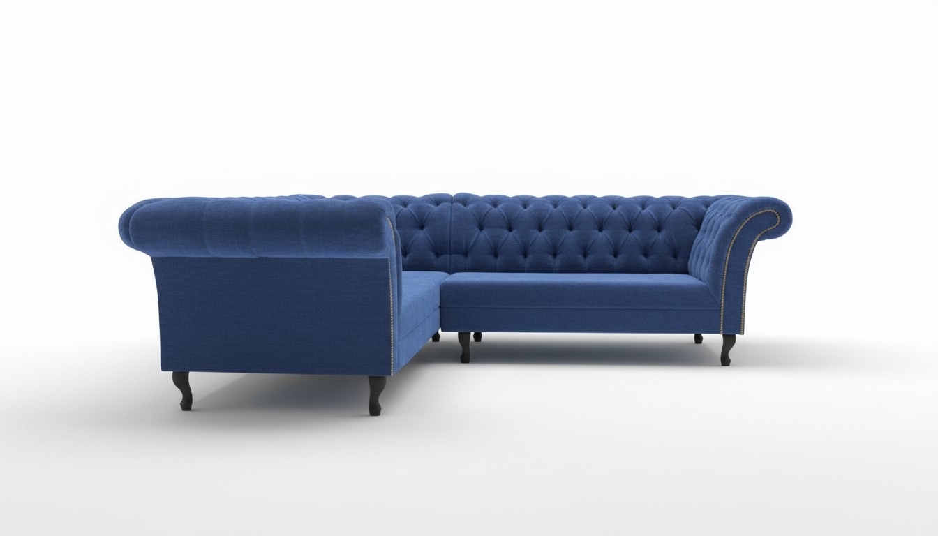 Chesterfield Ecksofa Eckcouch Polster Sitz Stoff Garnitur Wohnlandschaft Sofas