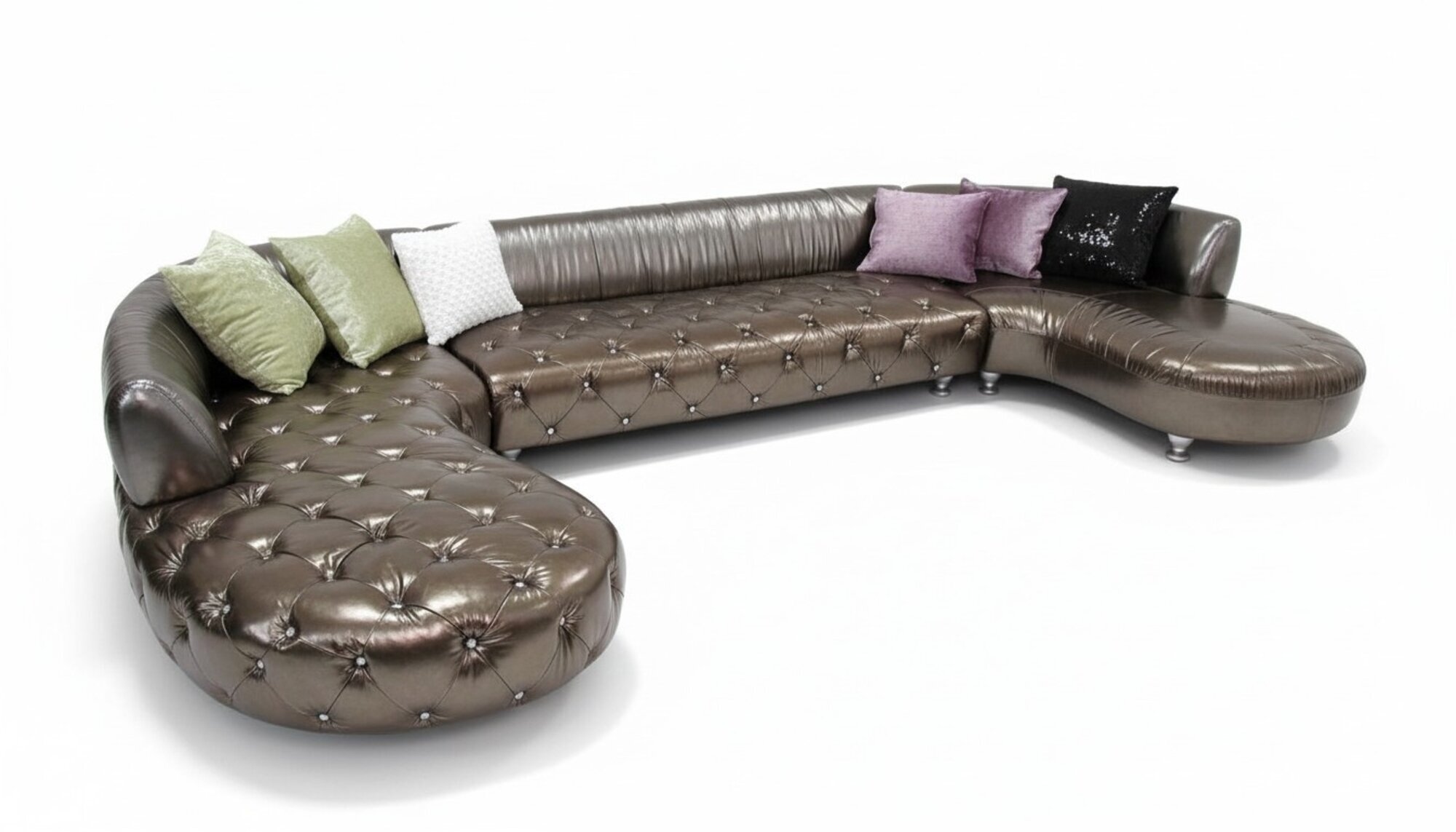 Chesterfield Ecksofa U Form Luxus Couch Wohnlandschaft Gold Eckgarnitur
