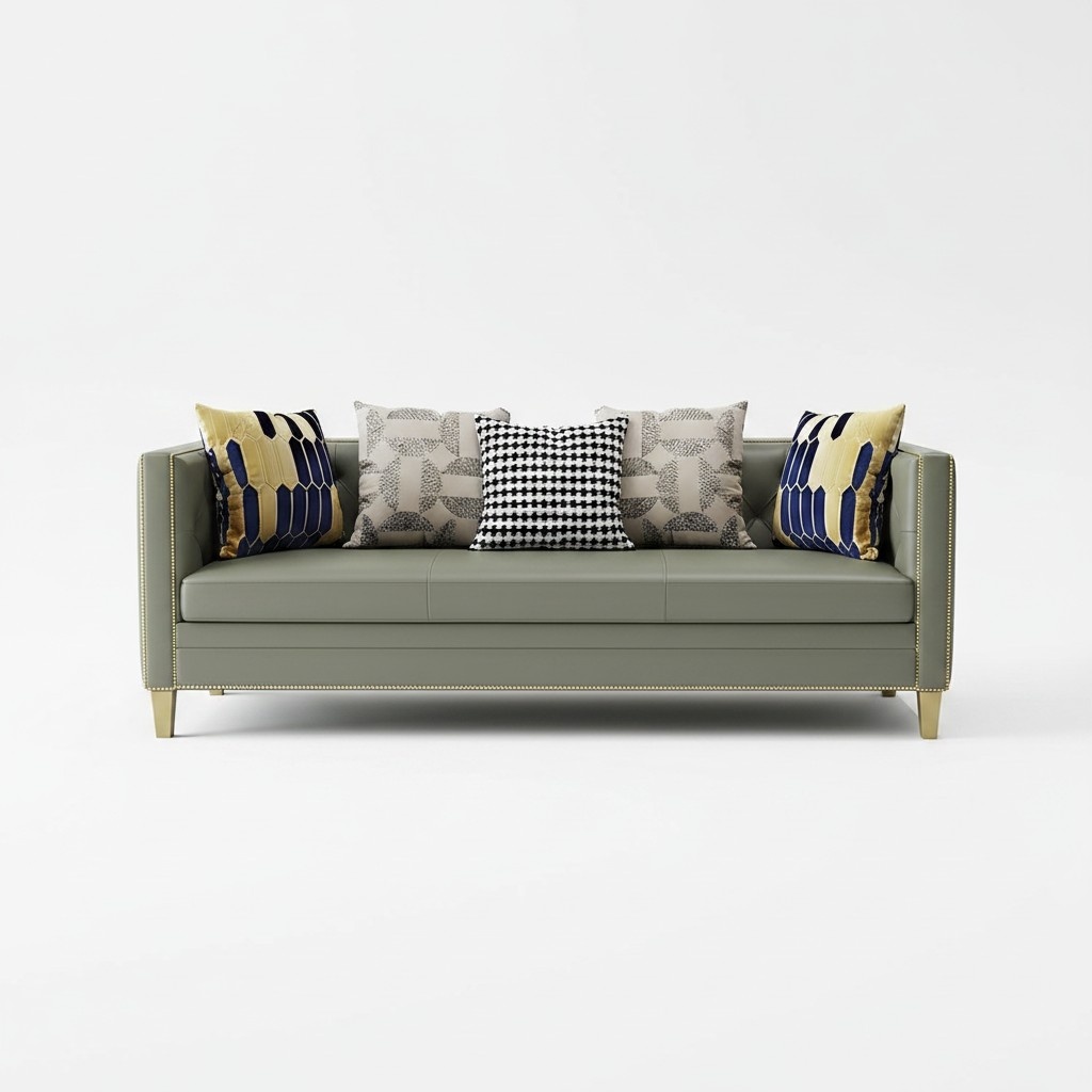 Chesterfield Edelstahl Couch Polster Sitz Garnitur Sofa 3+1 Leder Wohnzimmer
