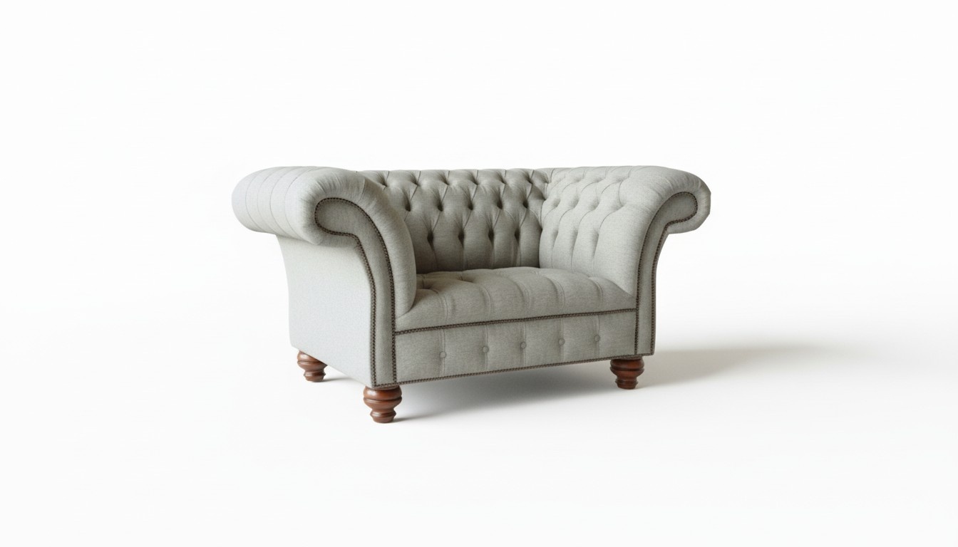 Chesterfield Einsitzer Sofa Sessel Couch Polster Sitzmöbel Textil Stoff
