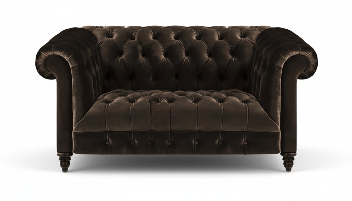 Chesterfield Exklusive Braune Couch Moderner Zweisitzer Polster Möbel