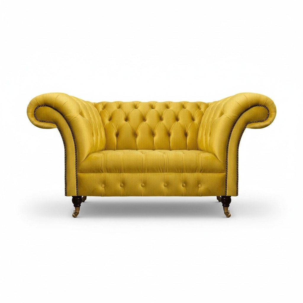 Chesterfield Gelbe Couch Wohnzimmer Polstersofas Designer Zweisitzer