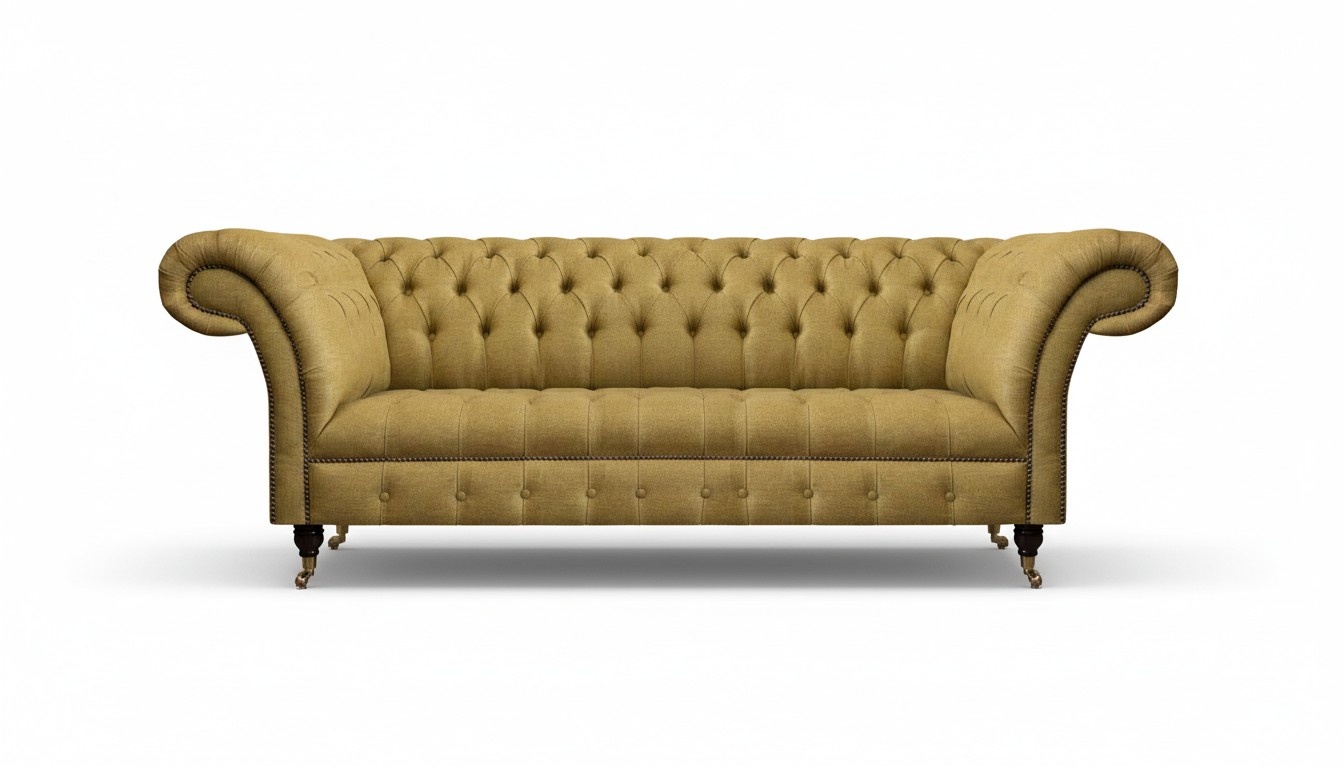 Chesterfield Gelbe Sitzcouch Wohnzimmer Dreisitzer Luxuriöse Edle Möbel