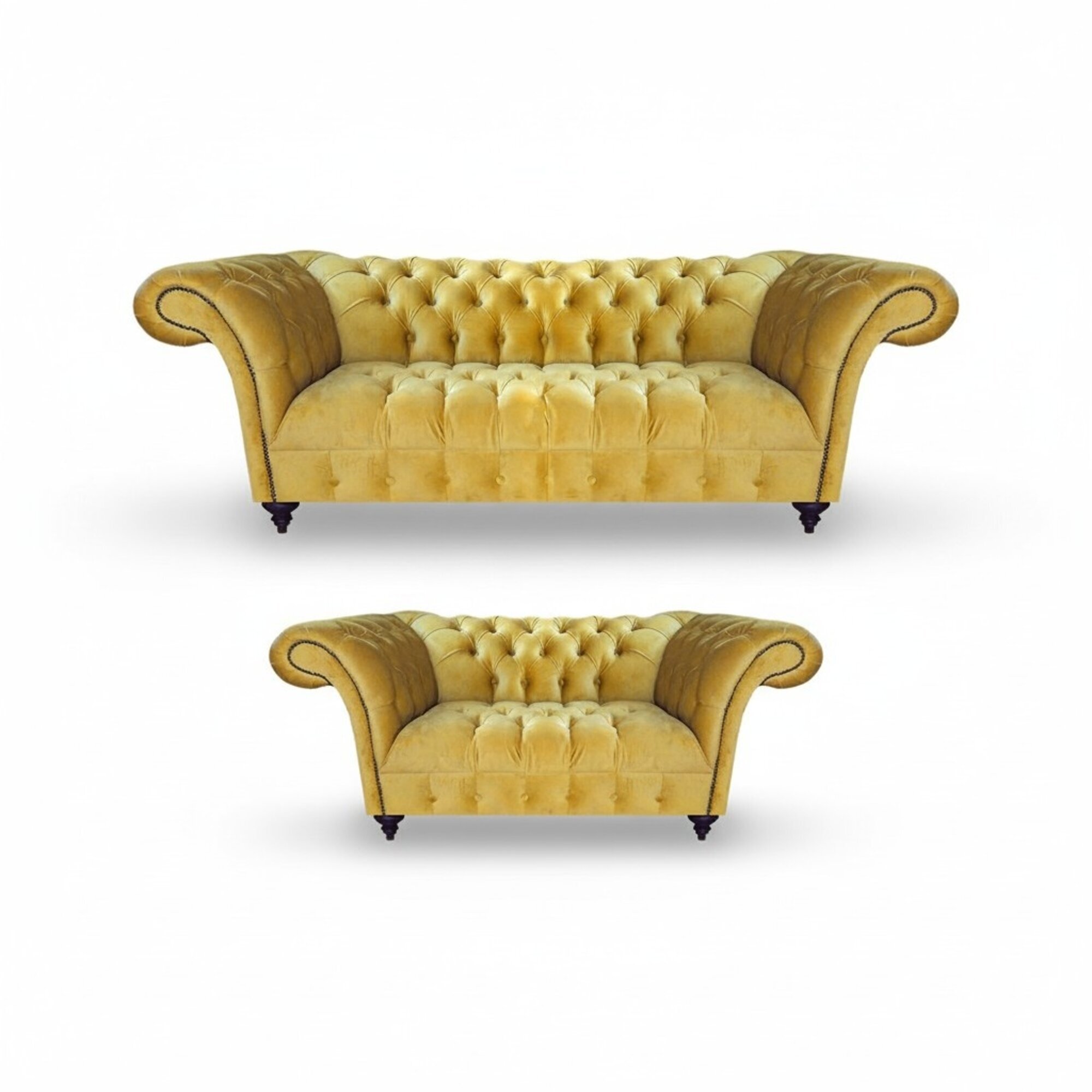 Chesterfield Gelbe Sitzmöbel Moderne Couchen 2tlg Edles Polstersofa Set