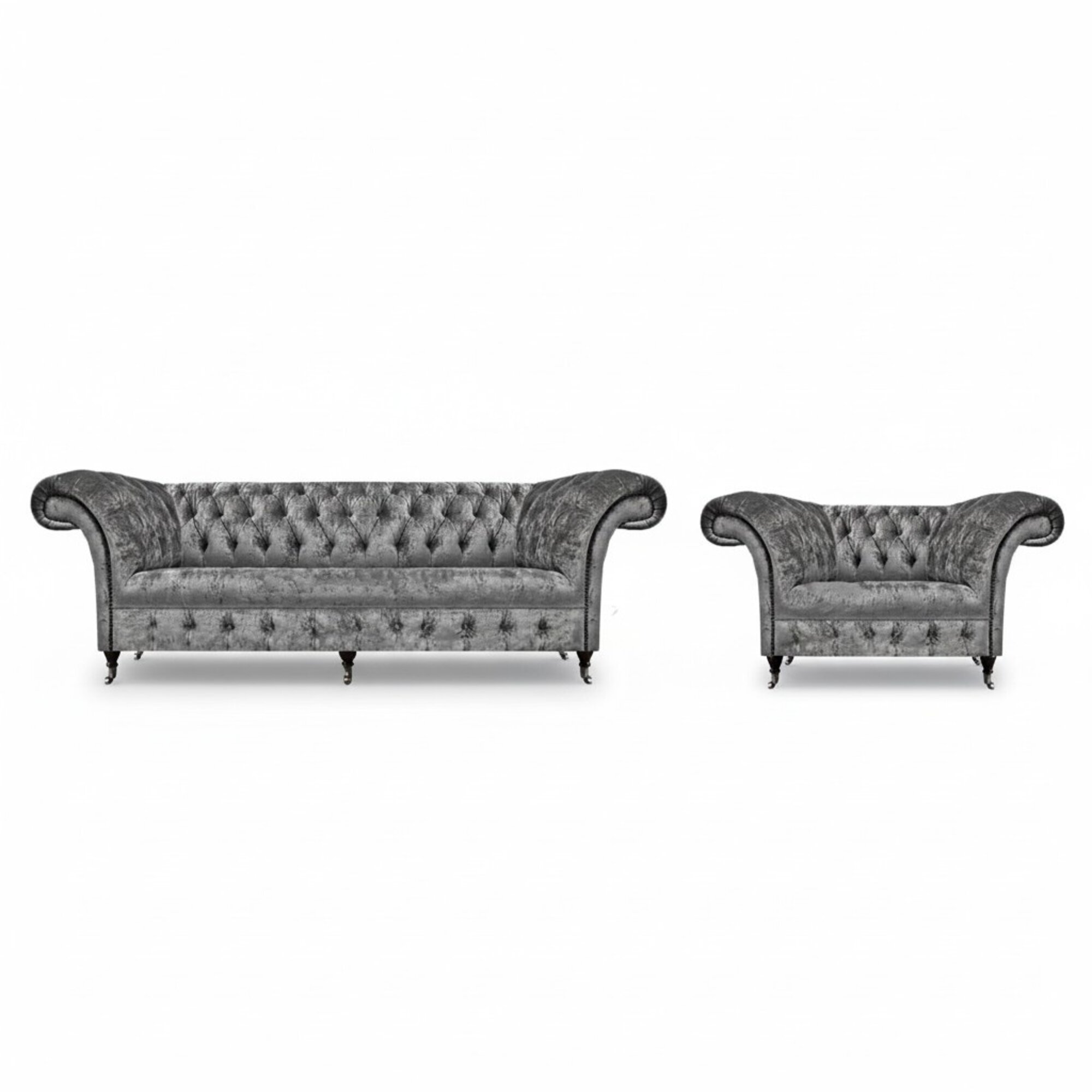 Chesterfield Grau Sofa Dreisitze Couch Wohnzimmer Sessel Polstermöbel