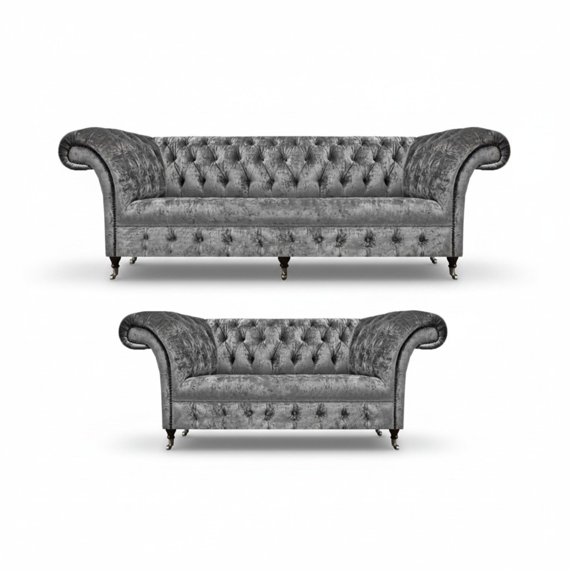 Chesterfield Grau Sofagarnitur Luxus Design Polstermöbel Wohnzimmer