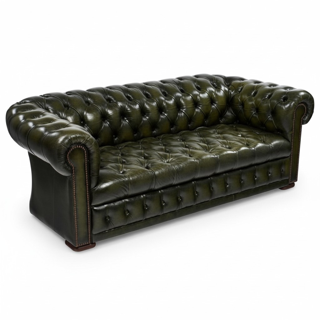 Chesterfield Grüne Polster Leder Stoff Couch 3 Sitzer Sofas Couchen Garnitur Neu