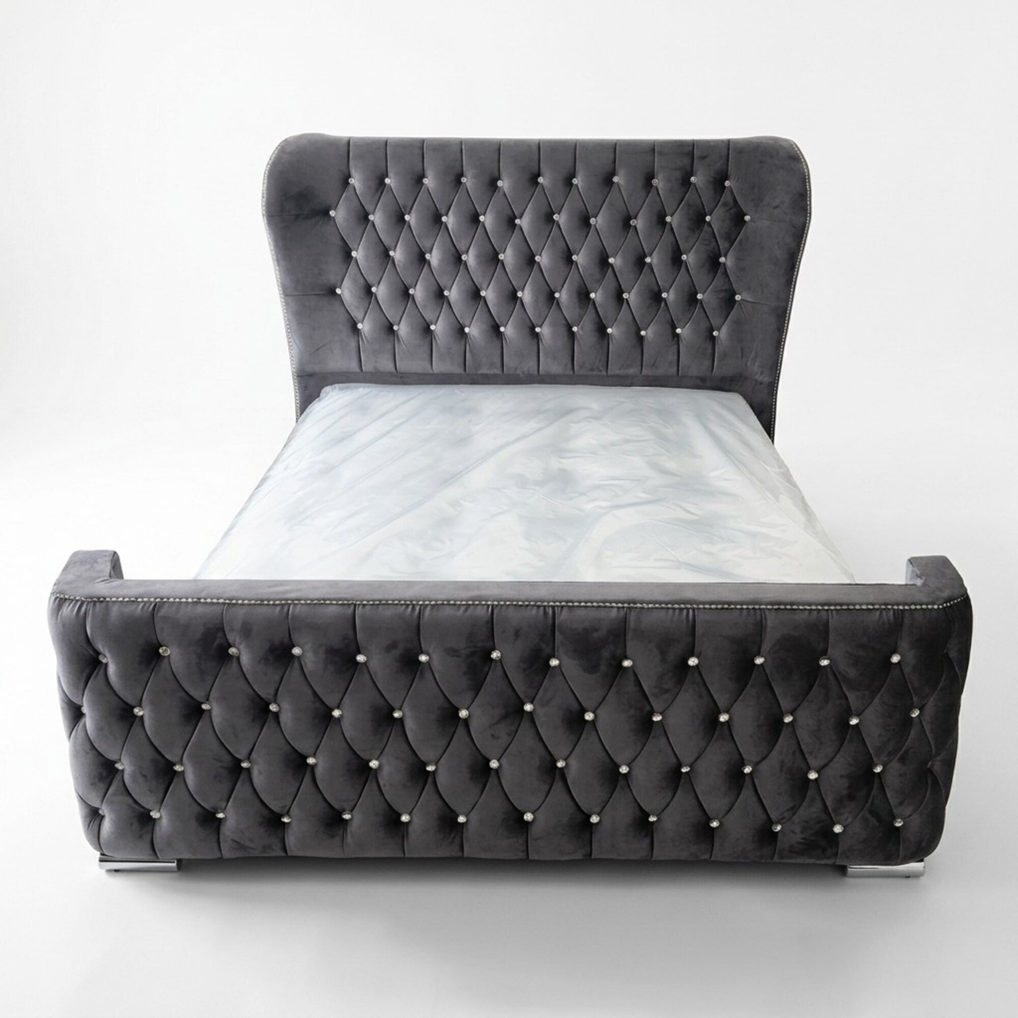Chesterfield Hotel Doppel Leder Bett Polster Schlafzimmer Luxus Betten