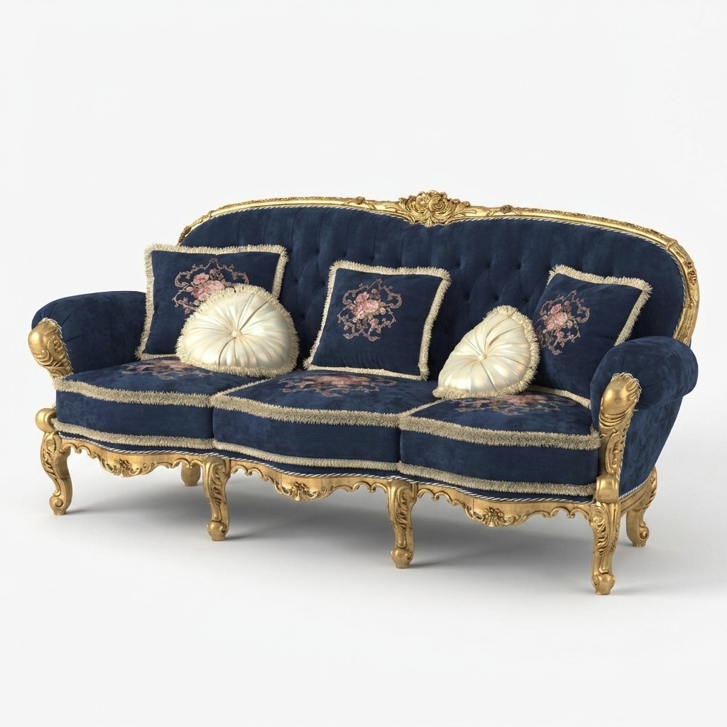 Chesterfield Klassischer Dreisitzer Sofa Wohnlandschaft Textil Sofas 3 Sitz Neu