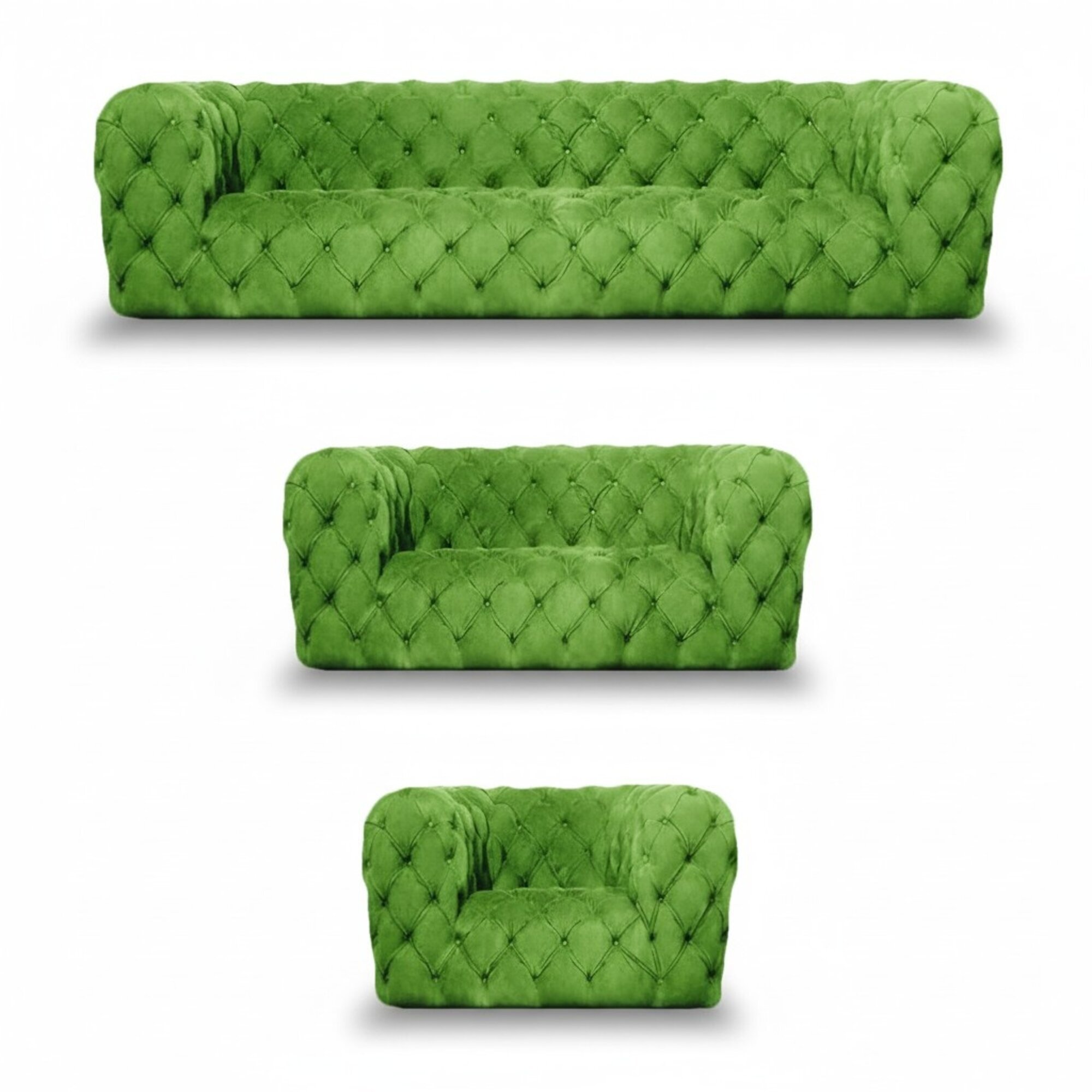 Chesterfield Komplett 3tlg Sofagarnitur Wohnzimmer Modern Textil Neu Sitzmöbel