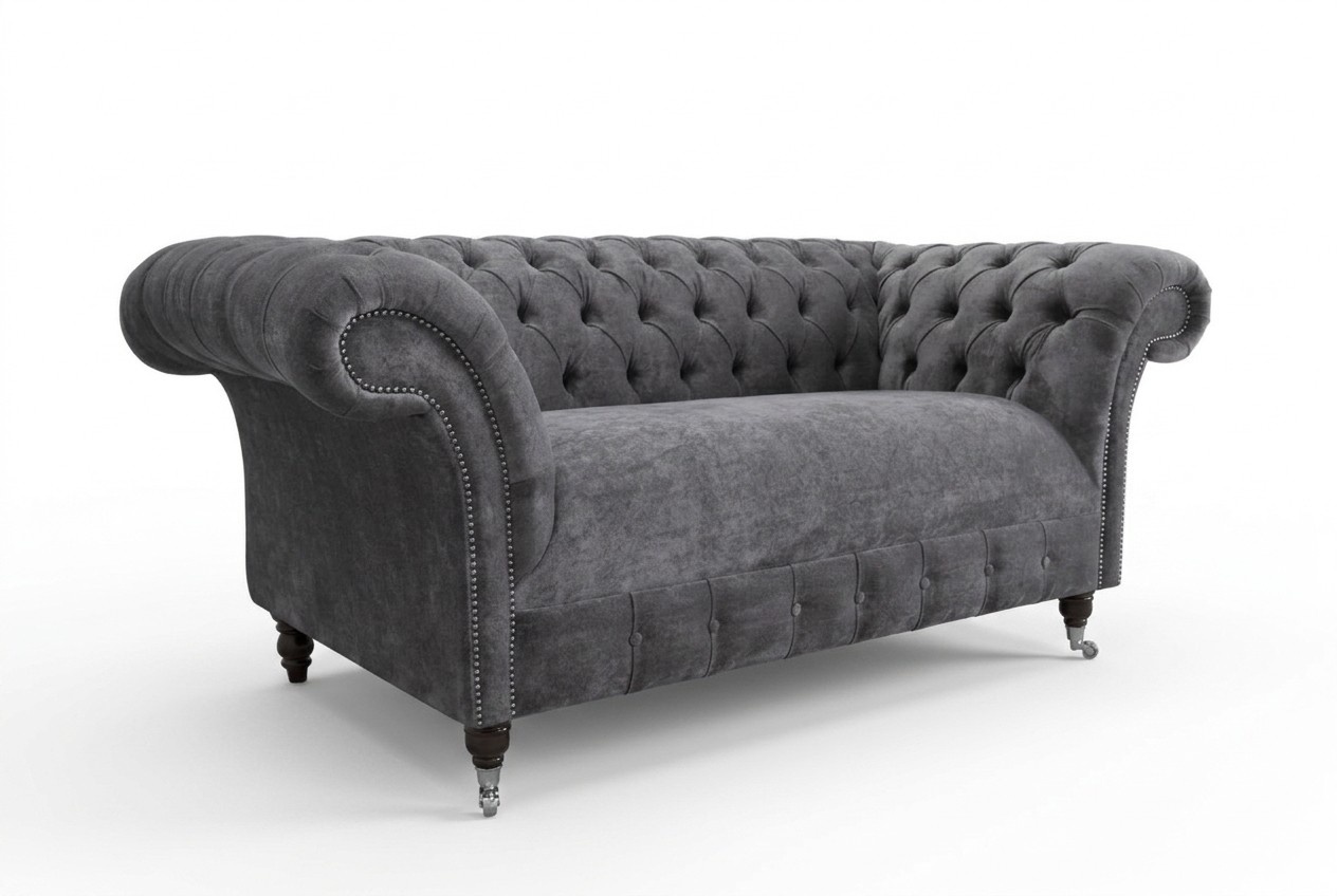 Chesterfield Leder Couch Sofa 2 Sitzer Polster Sofas Design Luxus Sofas Textil
