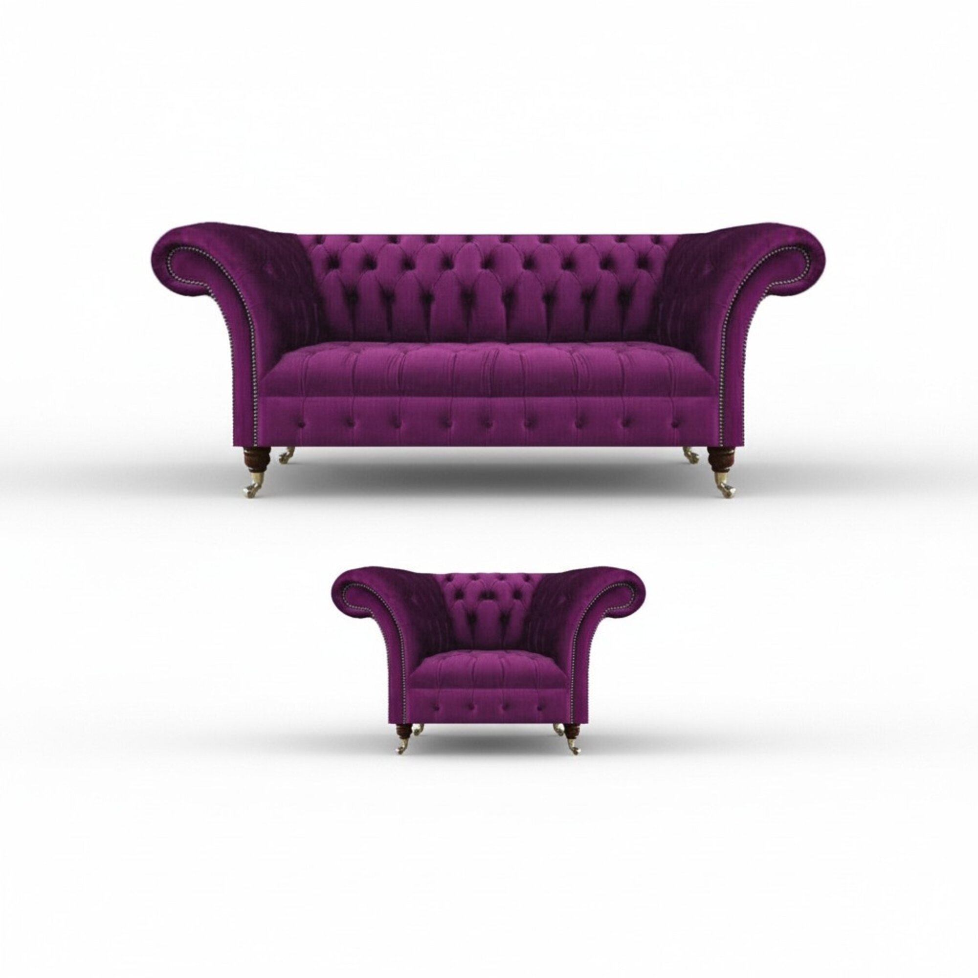 Chesterfield Lila Sofa Couch Dreisitze Wohnzimmer Sessel Textil Möbel Polster