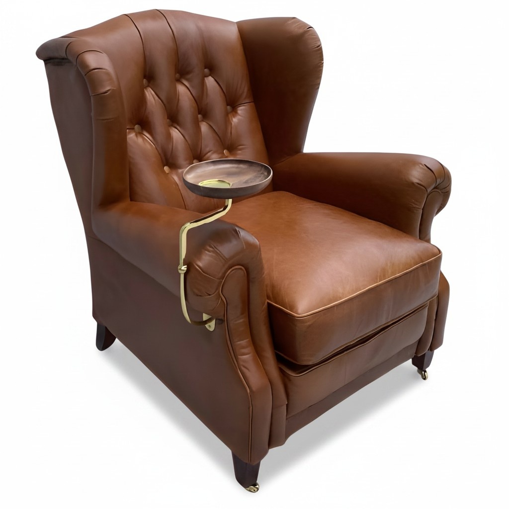 Chesterfield Lounge Sessel braun gepolstert Ohrensessel Möbel