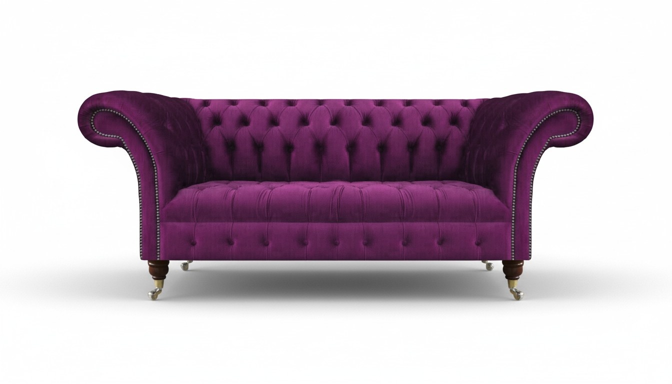 Chesterfield Luxus Lila Sitzmöbel Sofa Couch Dreisitze Textil Einrichtung