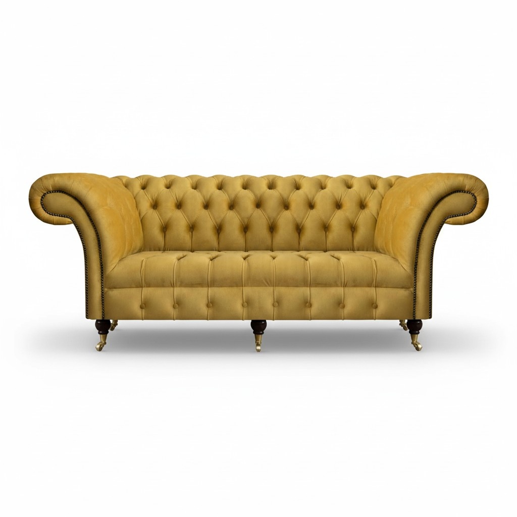 Chesterfield Luxus Möbel Dreisitzer Sofa Couch Textil Polstersofa Wohnzimmer