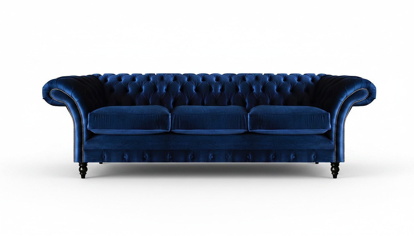 Chesterfield Luxus Sofa Dreisitzer Wohnzimmer Polster Stoff Textil Design Neu