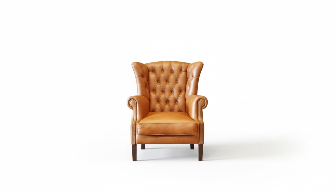 Chesterfield Ohrensessel Sessel Polster Fernseh Büro Couch 100% Echtes Leder