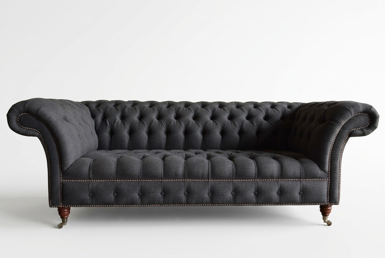Chesterfield Original Sofa JVMoebel Couch Textil Sofas Couchen Stoff Grau Neu