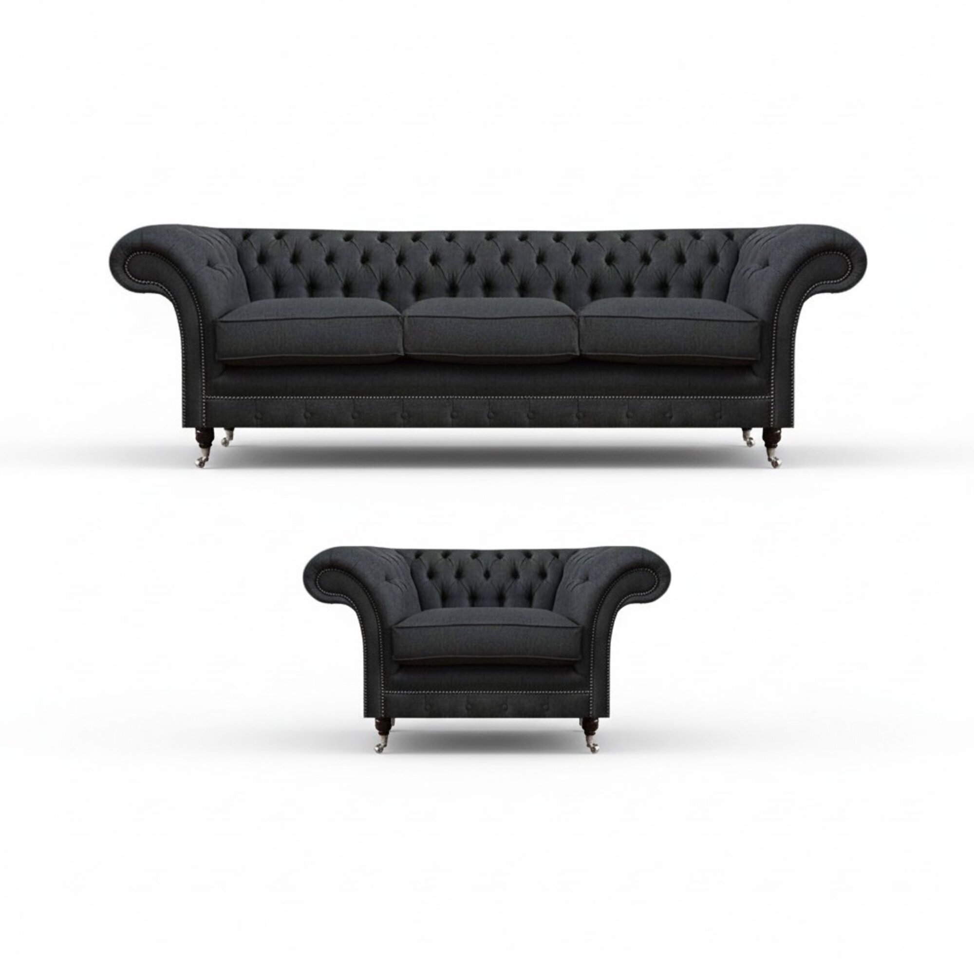 Chesterfield Polster Sitzgarnitur Designer 3-Sitzer Schicker Lehnsessel