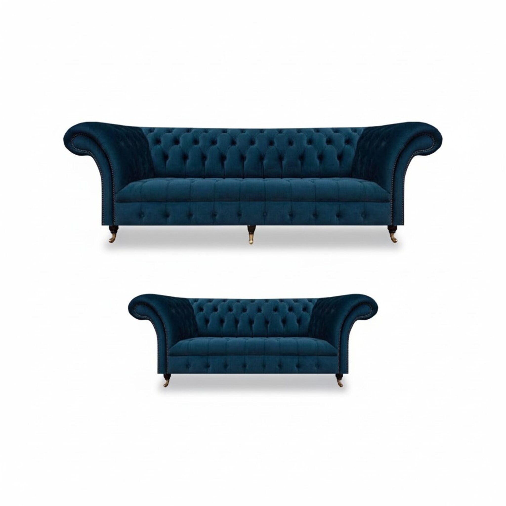 Chesterfield Polstermöbel Designer Blaue Wohnzimmer Couchen 2tlg Set