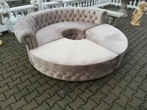 Chesterfield Rundsofa Stoff Runde Sofa XXL Wohnlandschaft