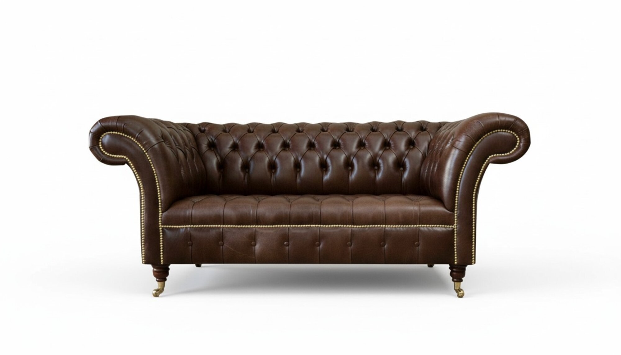 Chesterfield Samt Designer Sofa 2 Sitzer Couch Textil Leder Garnitur Braun Neu