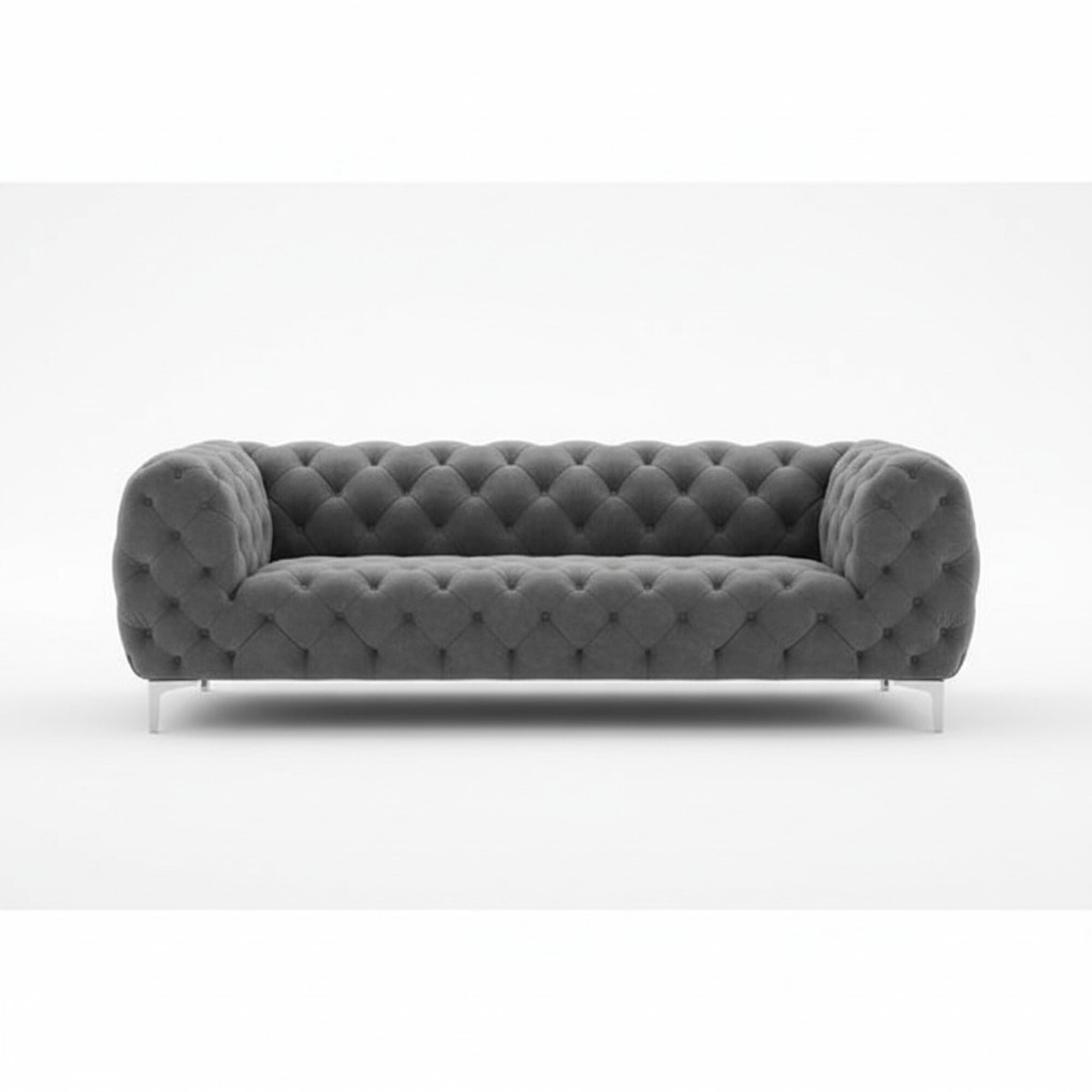 Chesterfield Samt Sofa 3 Sitzer Grau Designer Couchen Couch Stoff Polster Textil