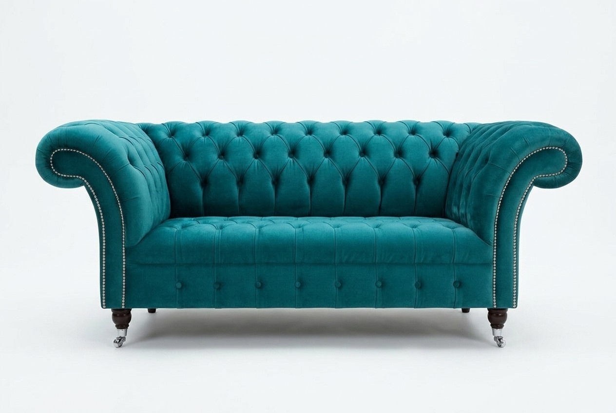 Chesterfield Samt Sofa Couch Polster 2 Sitzer Polster Kunst Sofas Couchen Neu