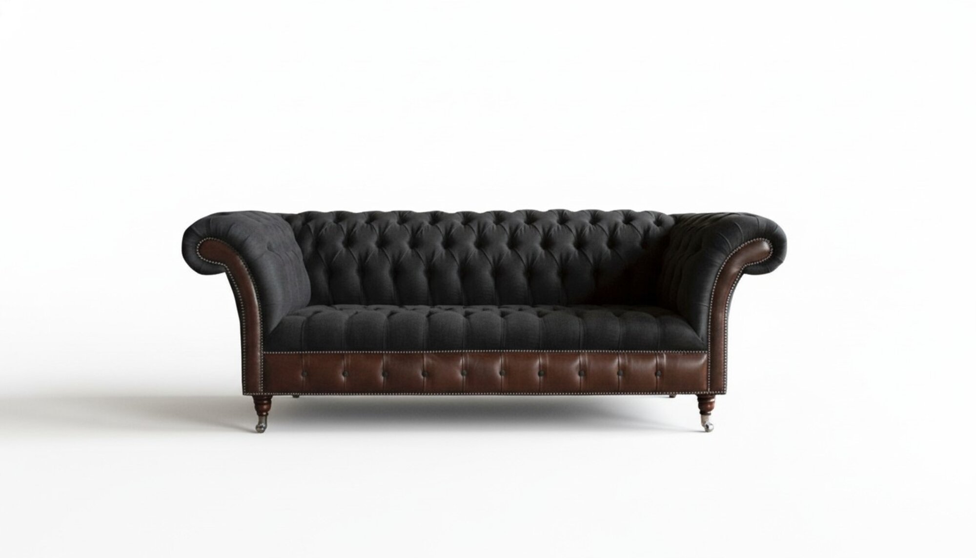 Chesterfield Schwarz Wohnzimmer Stoff Design Couchen Polster Sofa Neu