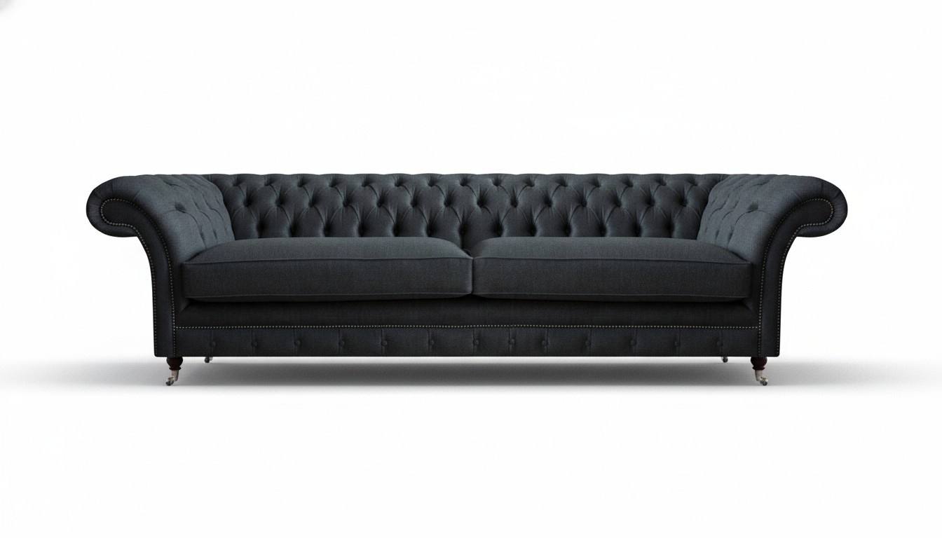 Chesterfield Schwarzer Zweisitzer Designer Wohnzimmer Sitzmöbel Couch