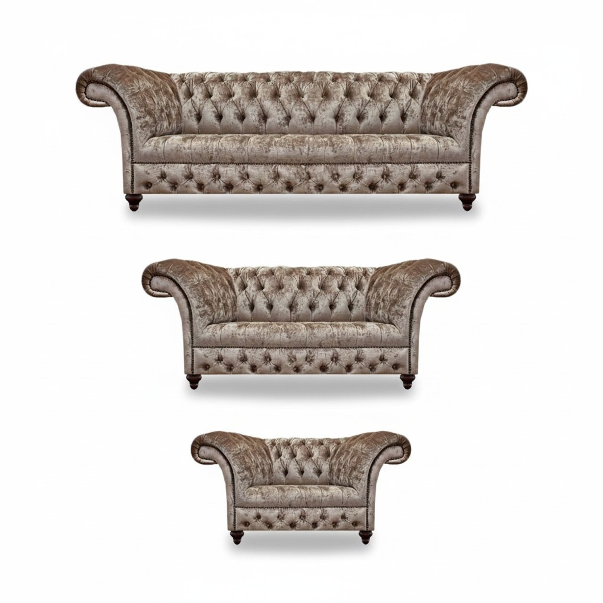 Chesterfield Set 3tlg Design Möbel Luxus Komplett Einrichtung Wohnzimmer Neu